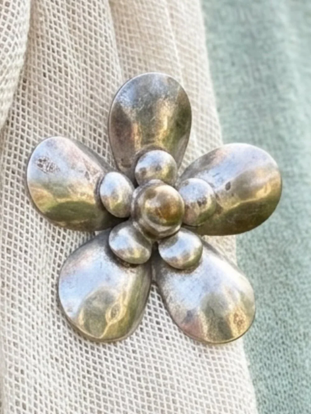 Vintage Silver Tone Tiered Flower Brooch Pin/Pendant - 2.5